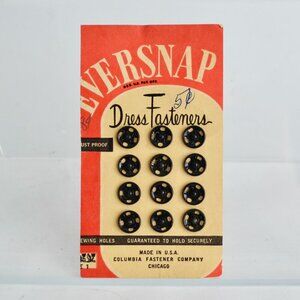 Eversnap Vintage Dress Fasteners Black New Card of 12